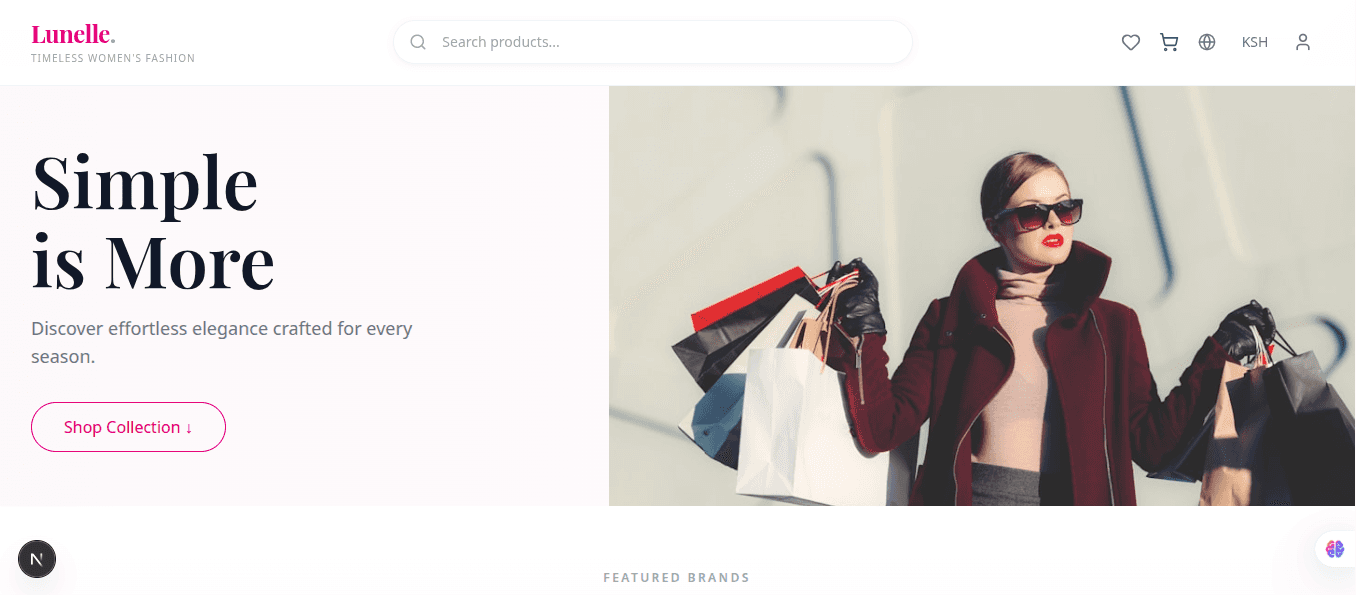 Lunelle product management storefront and dashboard