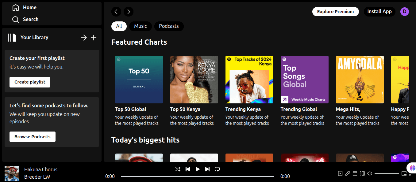 Spotify-inspired music streaming interface
